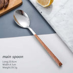 Stainless steel dinnerware sets steak knife/fork/spoon with wooden handle tableware cutlury set kichen accessories