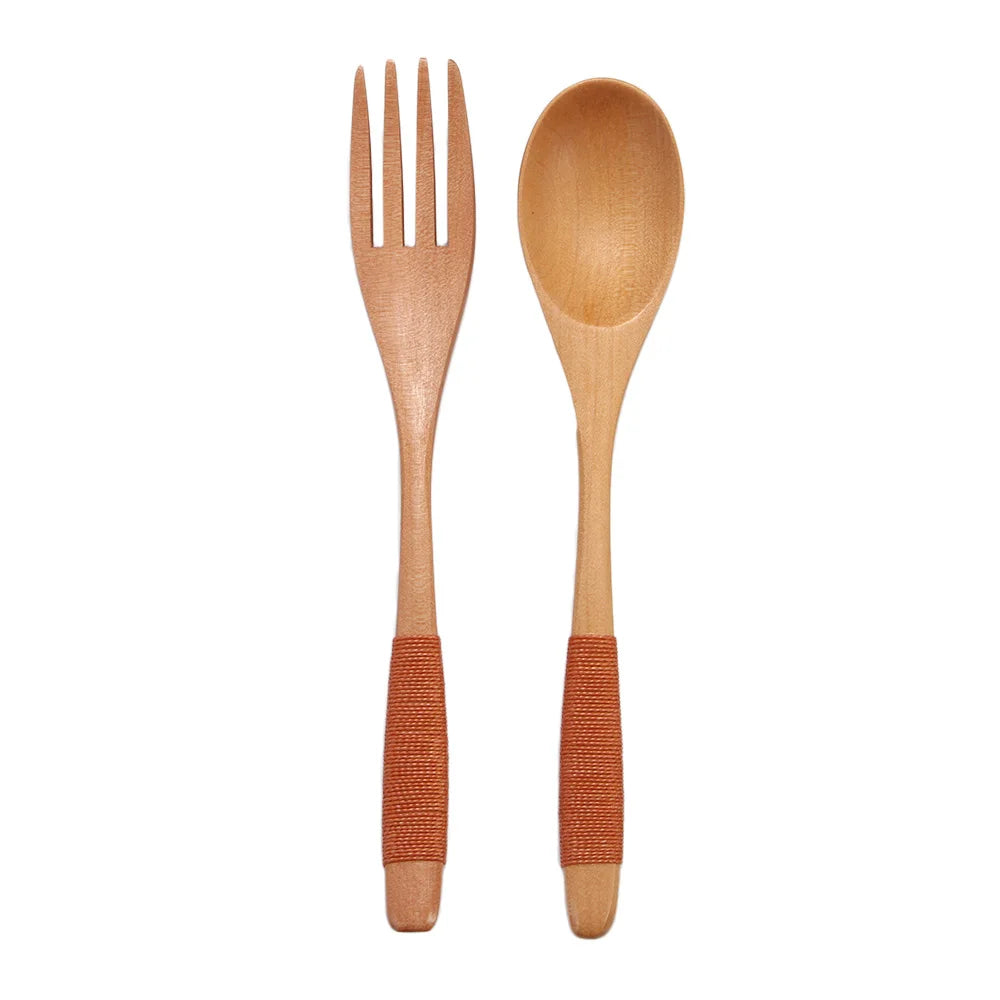 Wooden Dinner Kit Utensil Soups Rice Kitchen Supplies Tableware Dinnerware Sets Fork Spoon