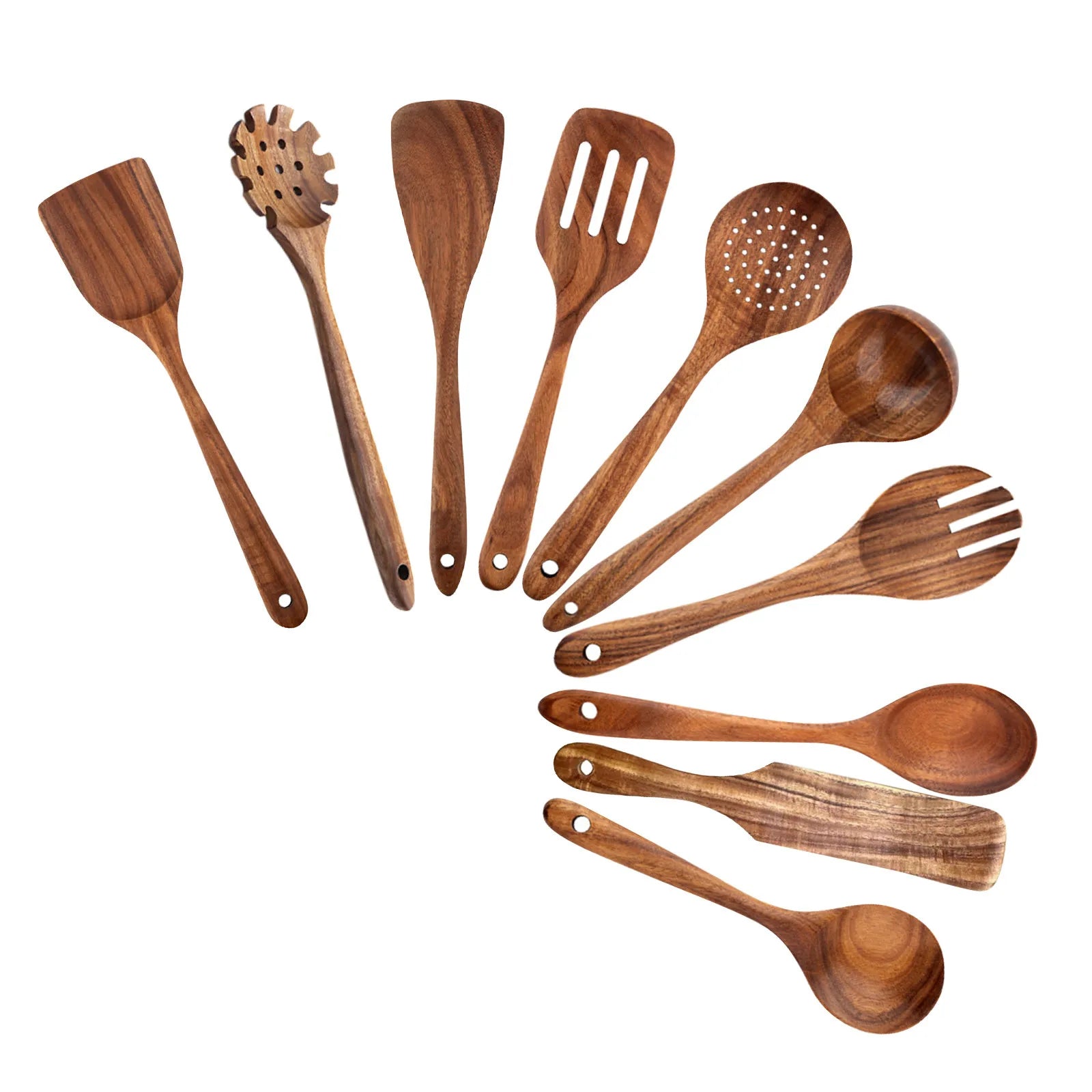 5/9Pcs/set Wooden Kitchen Utensils Set, Wooden Spoons for Cooking, Utensils,Natural Teak Wooden Spoons For Non-stick Pan Gift