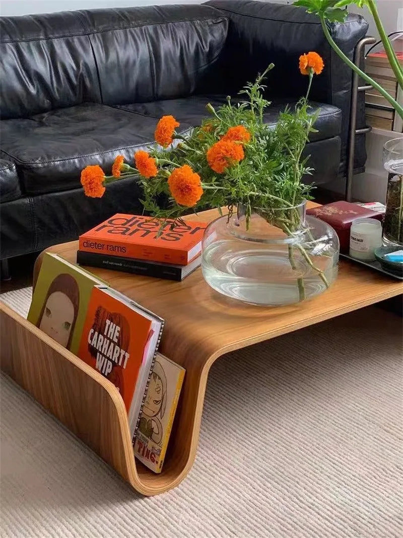 Solid Wood Coffee Table Modern Bentwood Room Desks Portable Low Center Tea Table  Living Room Furniture Side Storage Design