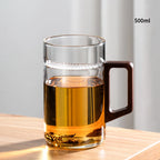 Household Portable Drinkware Transparent Glass Cup Wooden Handle Coffee Mug Kitchen Tea Making Cup Coffeeware Teaware