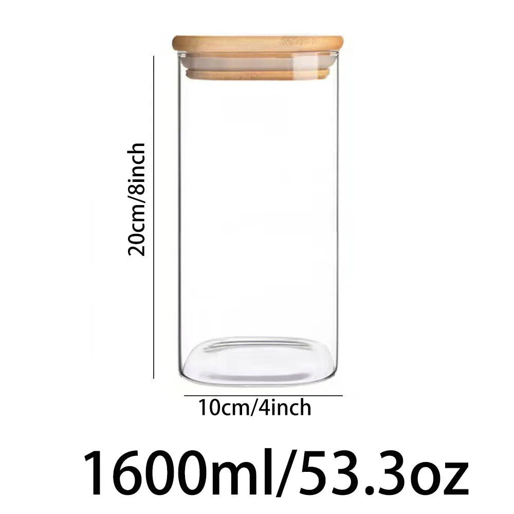 Food Storage Containers with Airtight Lid,Clear Glass Canister,Kitchen Pantry Storage jar for Pasta Sugar Flour Oat Cereal Beans