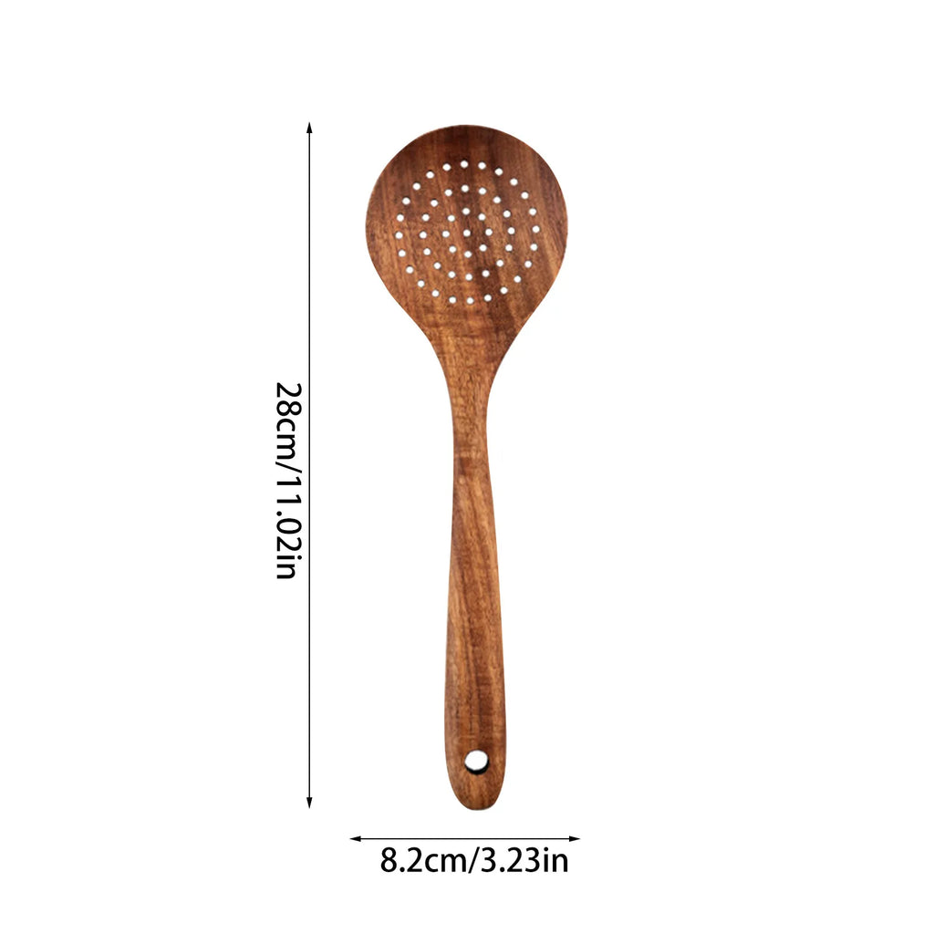 5/9Pcs/set Wooden Kitchen Utensils Set, Wooden Spoons for Cooking, Utensils,Natural Teak Wooden Spoons For Non-stick Pan Gift