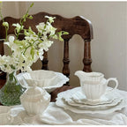 Ceramic Plates Dinner Sets Elegant White Western Food Dishes Steak Paglio Salad Plate Embossed Party Tableware Cup and Saucer