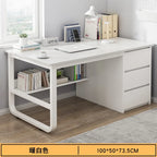 Contemporary Office Study Desk, Contemporary Computer Desk Writing Desk PC Desk Work Desk with 3-Drawers and Metal Legs