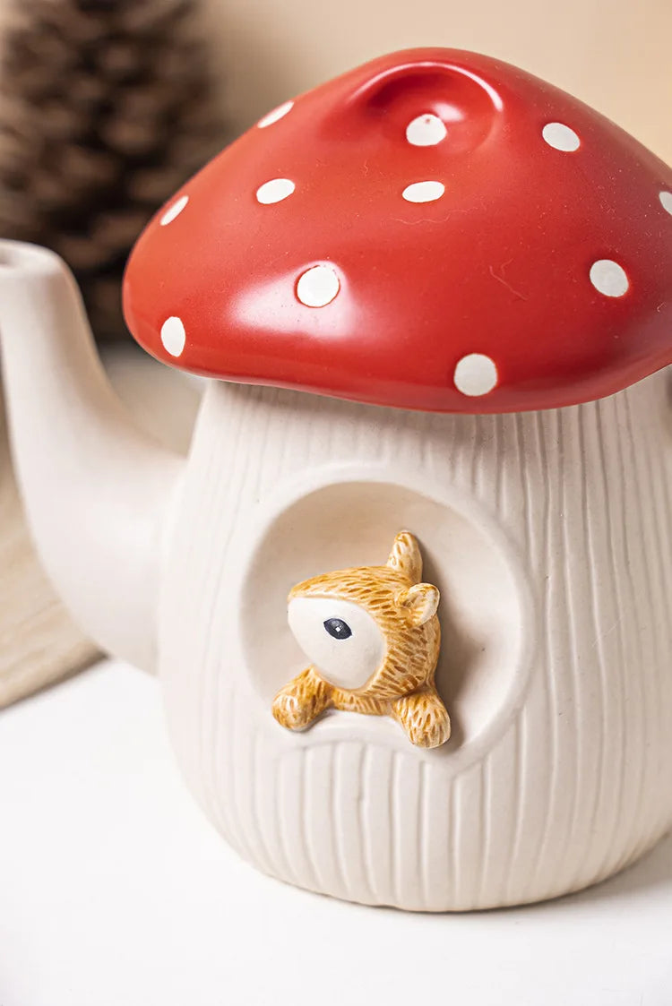 Red Mushroom ceramic Coffee Mug Dinner Plates Noodle Bowls Salad Bowls Teapot Cakepan Afternoon Tea Party Gift for Girl
