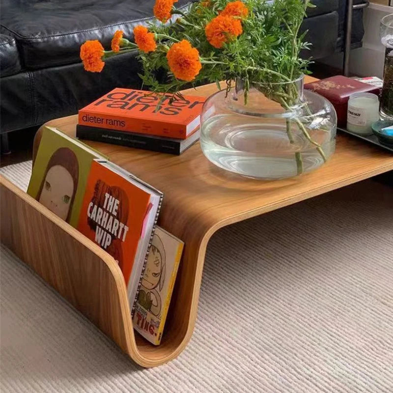 Solid Wood Coffee Table Modern Bentwood Room Desks Portable Low Center Tea Table  Living Room Furniture Side Storage Design