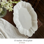 Ceramic Plates Dinner Sets Elegant White Western Food Dishes Steak Paglio Salad Plate Embossed Party Tableware Cup and Saucer