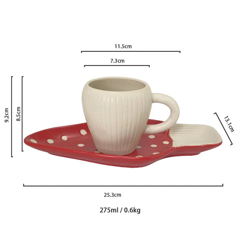 Red Mushroom ceramic Coffee Mug Dinner Plates Noodle Bowls Salad Bowls Teapot Cakepan Afternoon Tea Party Gift for Girl