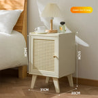 Solid wood bedside table Small apartment sofa side cabinet Rattan edge few storage locker corner few small cabinets