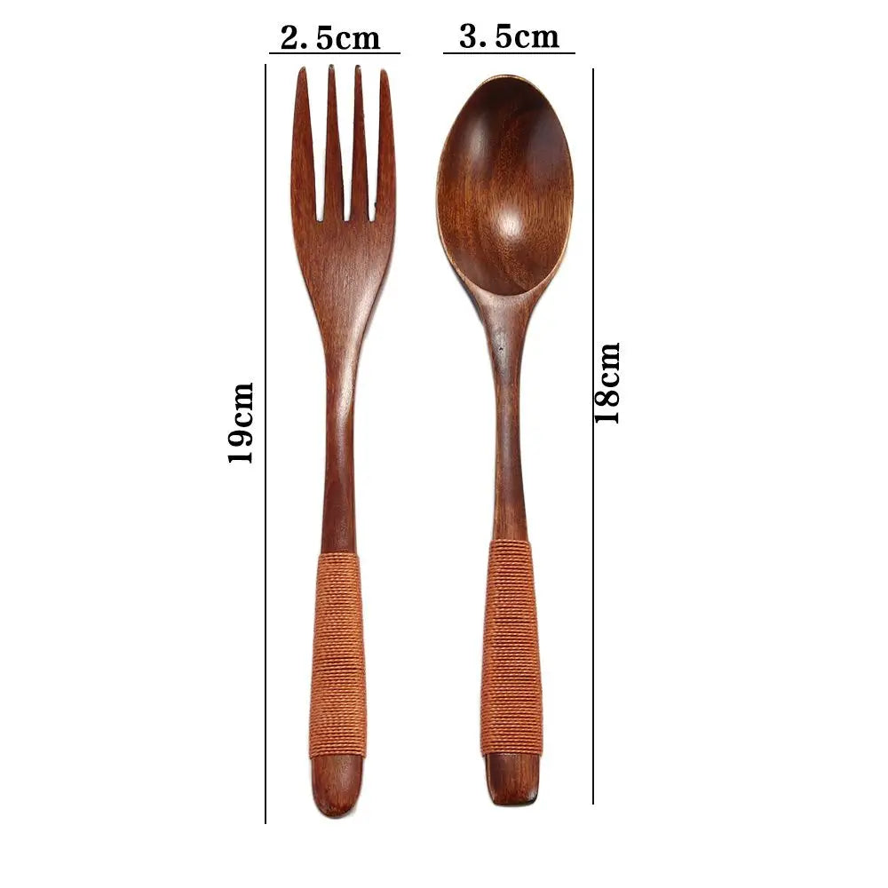 Wooden Dinner Kit Utensil Soups Rice Kitchen Supplies Tableware Dinnerware Sets Fork Spoon