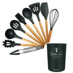Silicone Kitchen Utensils Set, Non - stick Spatula Shovel, Wooden Handle Cooking Tools, Kitchen Accessories Tool, 9/11/12Pc