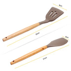 Silicone Kitchen Utensils Set, Non - stick Spatula Shovel, Wooden Handle Cooking Tools, Kitchen Accessories Tool, 9/11/12Pc