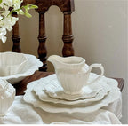 Ceramic Plates Dinner Sets Elegant White Western Food Dishes Steak Paglio Salad Plate Embossed Party Tableware Cup and Saucer