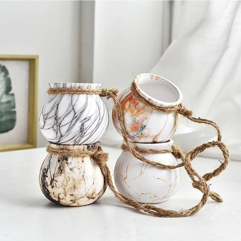 Creative Ceramic Wall Accents Small Flower Pot Wall Hanging Ornament Luxury Miniature Aesthetic Modern Wall Accents Home Decor
