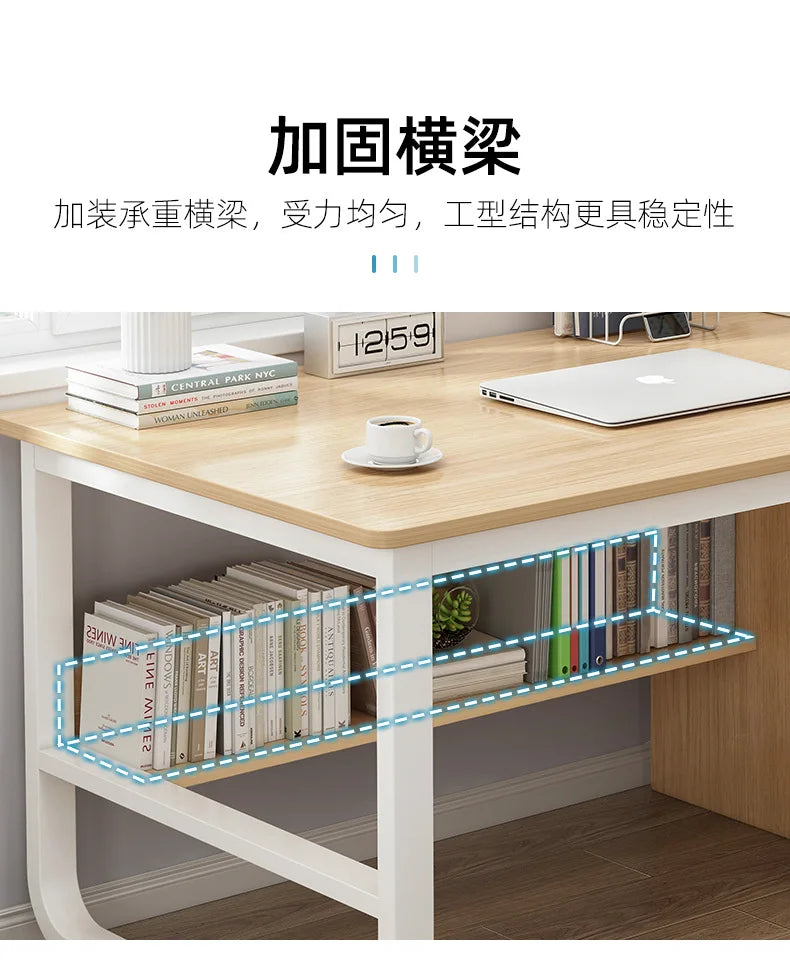 Contemporary Office Study Desk, Contemporary Computer Desk Writing Desk PC Desk Work Desk with 3-Drawers and Metal Legs