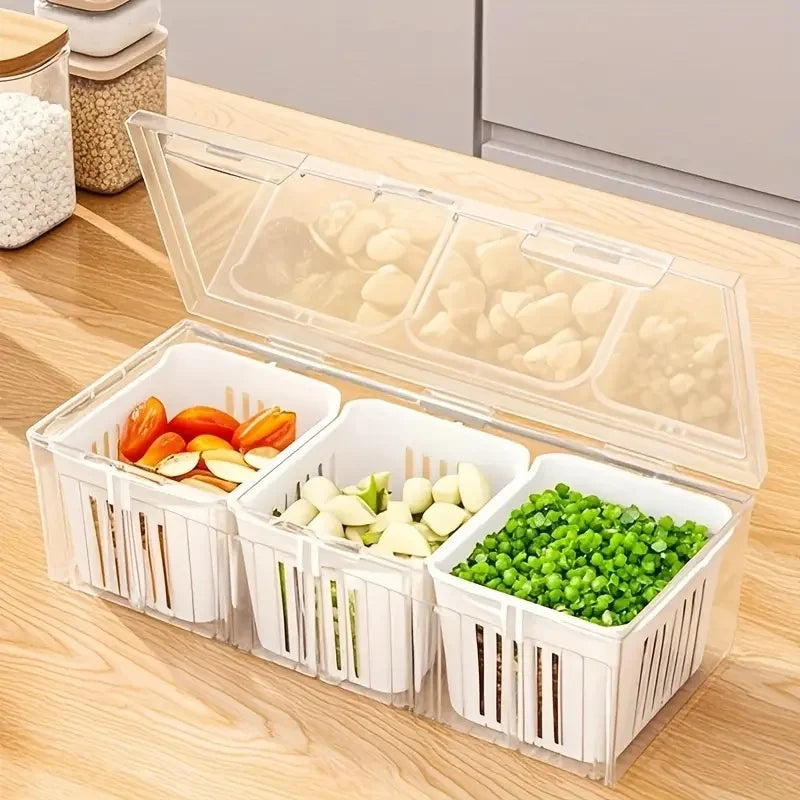 1 Set of Food Storage Containers Square Transparent Compartments for Refrigerators, Salad, Fruit, Vegetable And Condiment Boxes