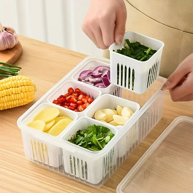 Food Storage Containers with Lids Airtight Refrigerator Food Fresh Box For Onion Garlic And Fruit Kitchen Storage Box