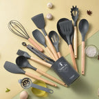 Kitchen Kit 12 Pieces Silicone Food Grade Utensils Cooking Sets Turner Spatula Measuring Spoon Practical Cookware Tool Kitchenwa