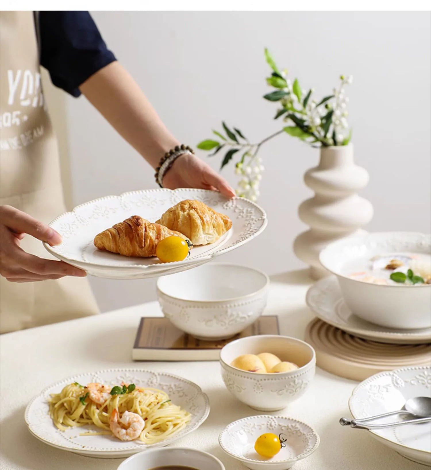 Baroque Vintage Ceramic Dinner Plates Western Food Dishes and Plates Sets European Modern Kiln Change Carving  Tableware Home