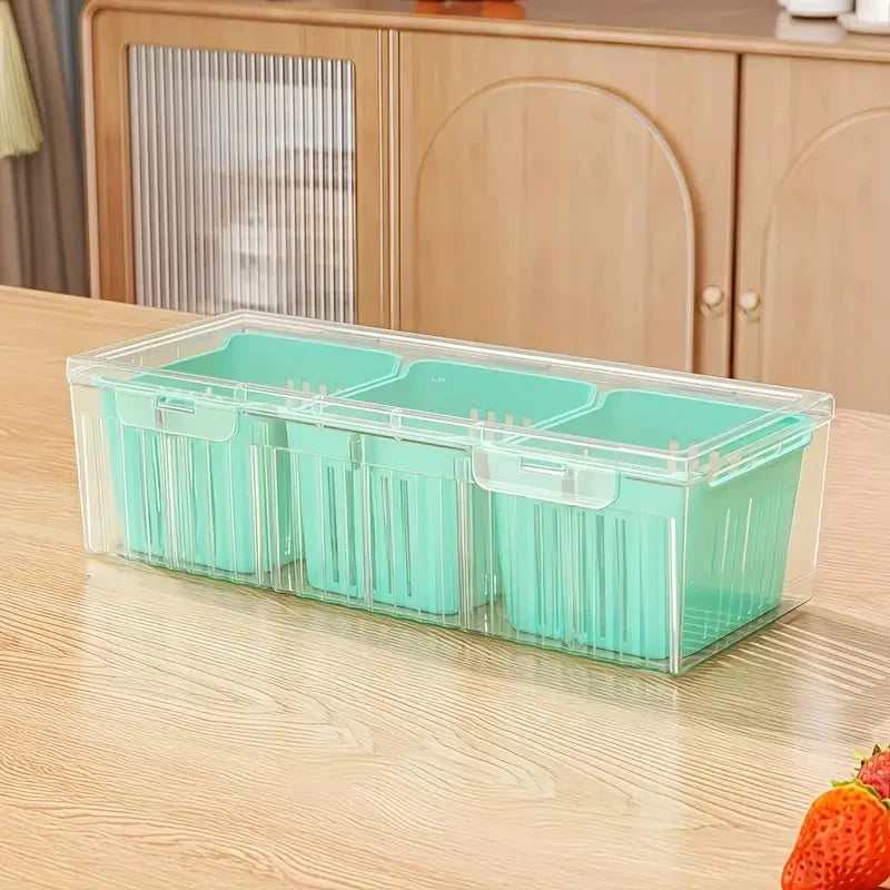 1 Set of Food Storage Containers Square Transparent Compartments for Refrigerators, Salad, Fruit, Vegetable And Condiment Boxes