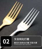 Gold Plated Stainless Steel Cutlery Sets Hotel Decorative Tableware Knife Fork Spoon Tespoon Hammered Utensils for Kitchen