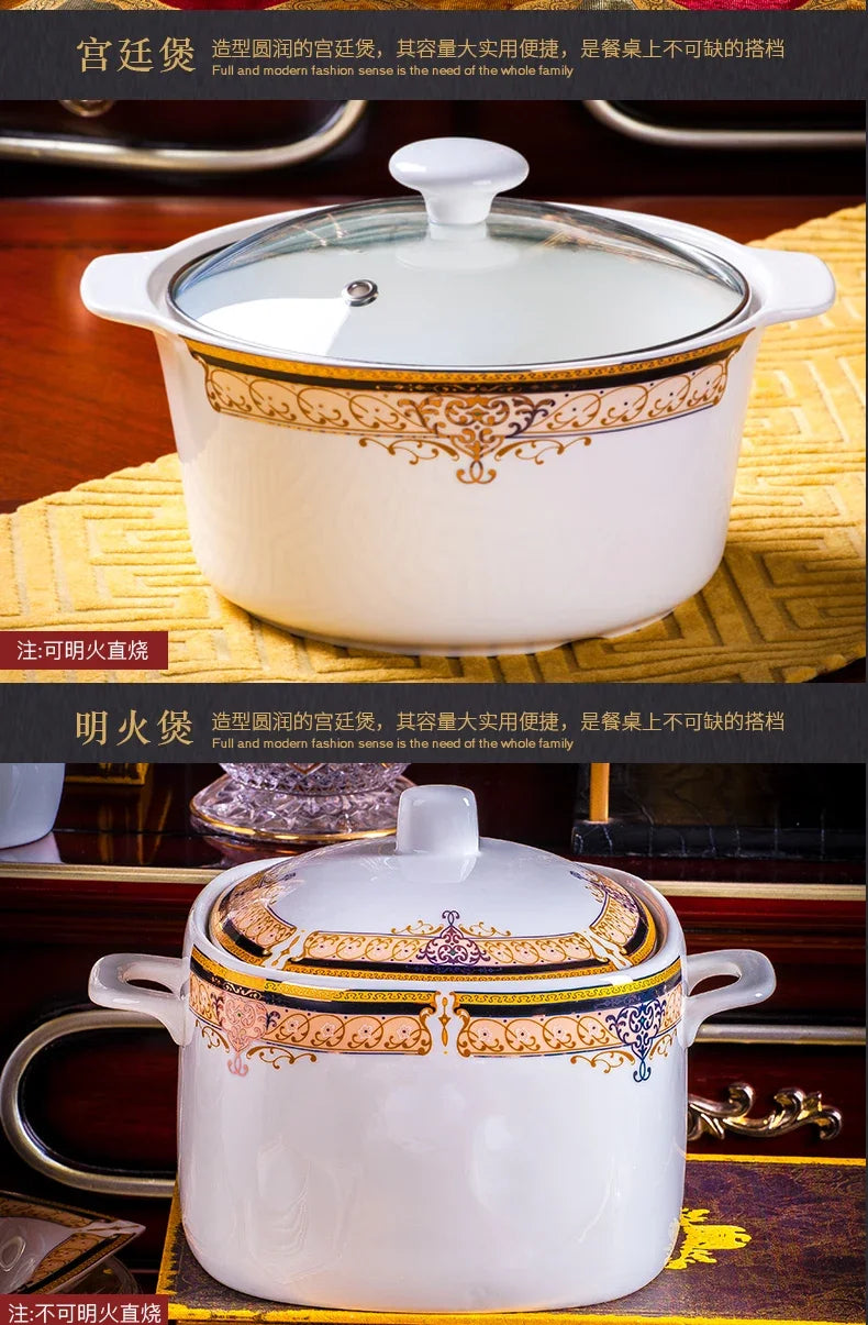 Luxury Ceramic Modern Dinnerware Set Microwaveable Gold Elegant European Style Wedding Dinnerware Party Hotel Vaisselle Gift