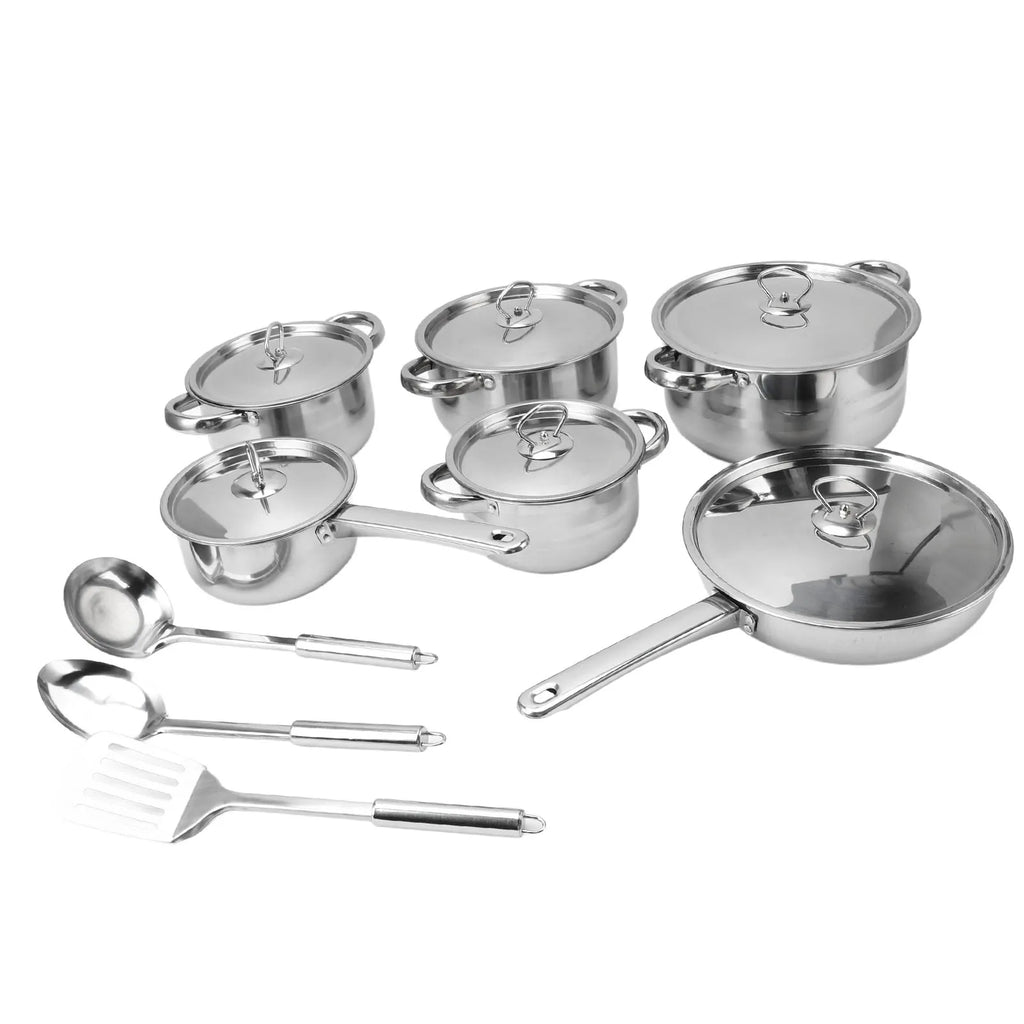 Stainless Steel Cookware Set Kitchen Cookware Set Stainless Steel Pots Pans Set with Soup Pot Saute Pan Lids for Home Cooking