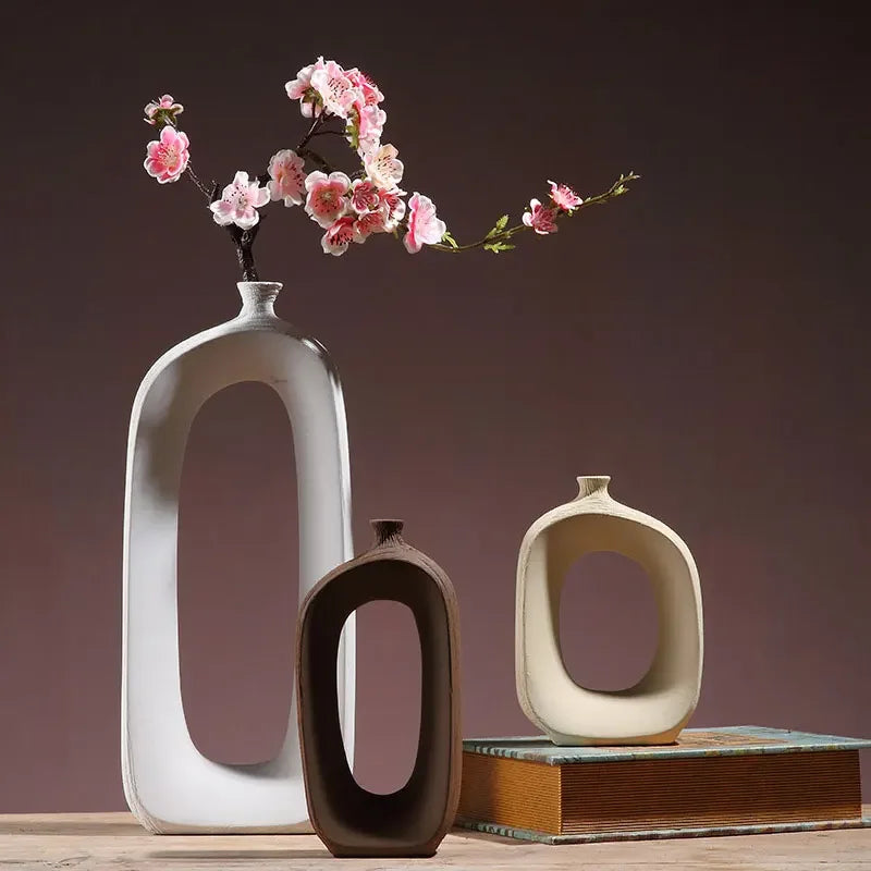 Classic Ceramic Vase Home Decor Art Crafts Decoration Contracted Porcelain Flower Pot Creative Desktop Figurines