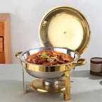 2 Pack 5QT Chafing Dish Buffet Set Stainless Steel Chafer with 2 Full Size Pans Round Catering Warmer Server Lid Water Pan