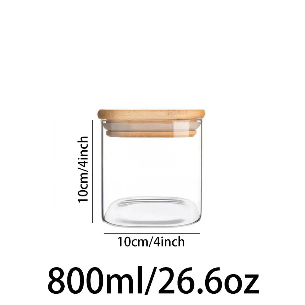Food Storage Containers with Airtight Lid,Clear Glass Canister,Kitchen Pantry Storage jar for Pasta Sugar Flour Oat Cereal Beans