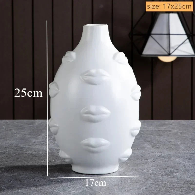 Ceramic Candlestick Art Vase Sculpture Crafts Human Face Flower Pot Handmade Garden Storage Flower Arrangement Home Decors