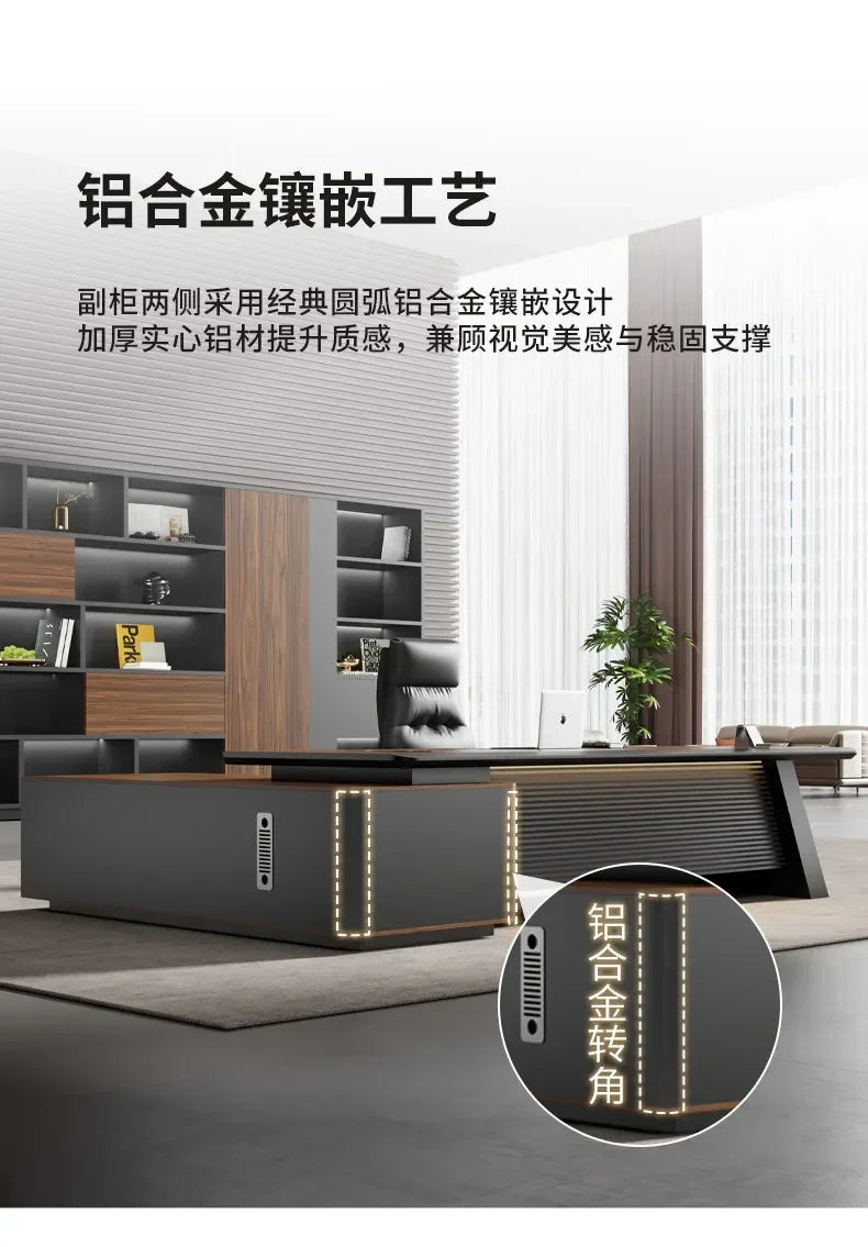 Shelves Modern Office Desk Executive Corner Luxury Vanity Work Office Desk Minimalist Conference Storage Wooden Bureau Furniture