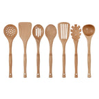 7pcs Wood Kitchen Utensils Set with Bamboo Joint Design Nature Wooden Spaghetti Spoons Wok Spatula for Cooking Accessories