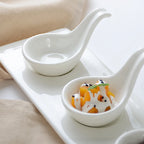 European Ceramic Tableware White Spoon Bowl Caviar Snack Plate Fruit Platter Restaurant Kitchen Ceramic Tableware Bowl Plate Set