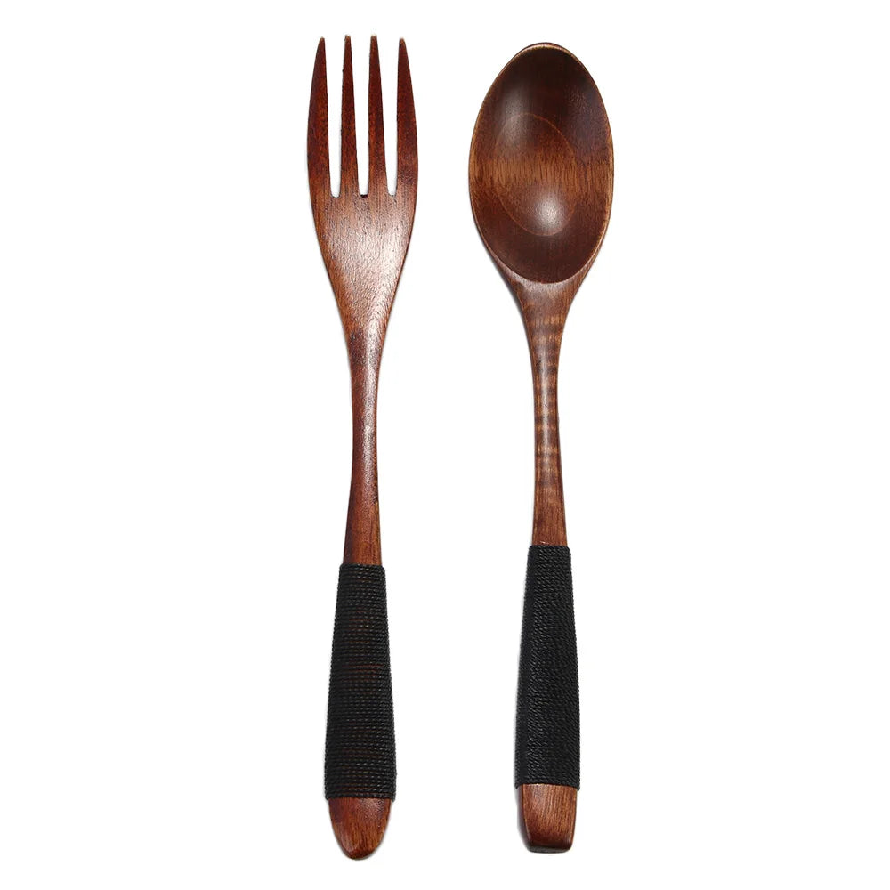 Wooden Dinner Kit Utensil Soups Rice Kitchen Supplies Tableware Dinnerware Sets Fork Spoon