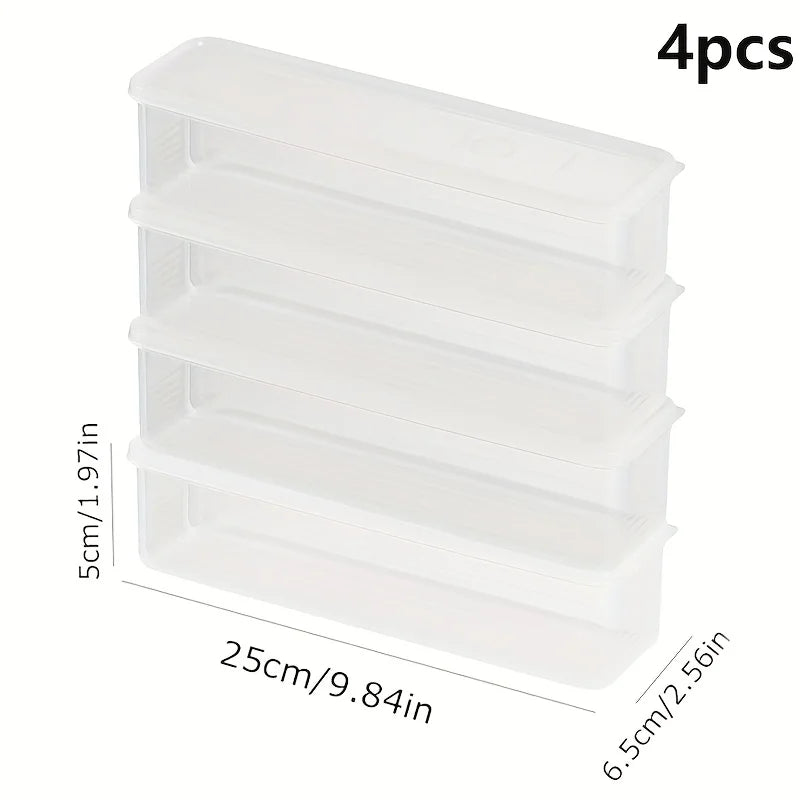4-pack Rectangular Food Storage Containers, Reusable Refrigerator Storage Boxes, Stackable Durable Sealed Freezer Containers
