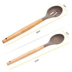 Silicone Kitchen Utensils Set, Non - stick Spatula Shovel, Wooden Handle Cooking Tools, Kitchen Accessories Tool, 9/11/12Pc