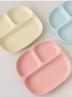 3Grid Ceramic Dinner Plates Solid Color Serving Dishes Salad Dinnerware Dining Compartment Plate Kitchen Eco-friendly Tableware
