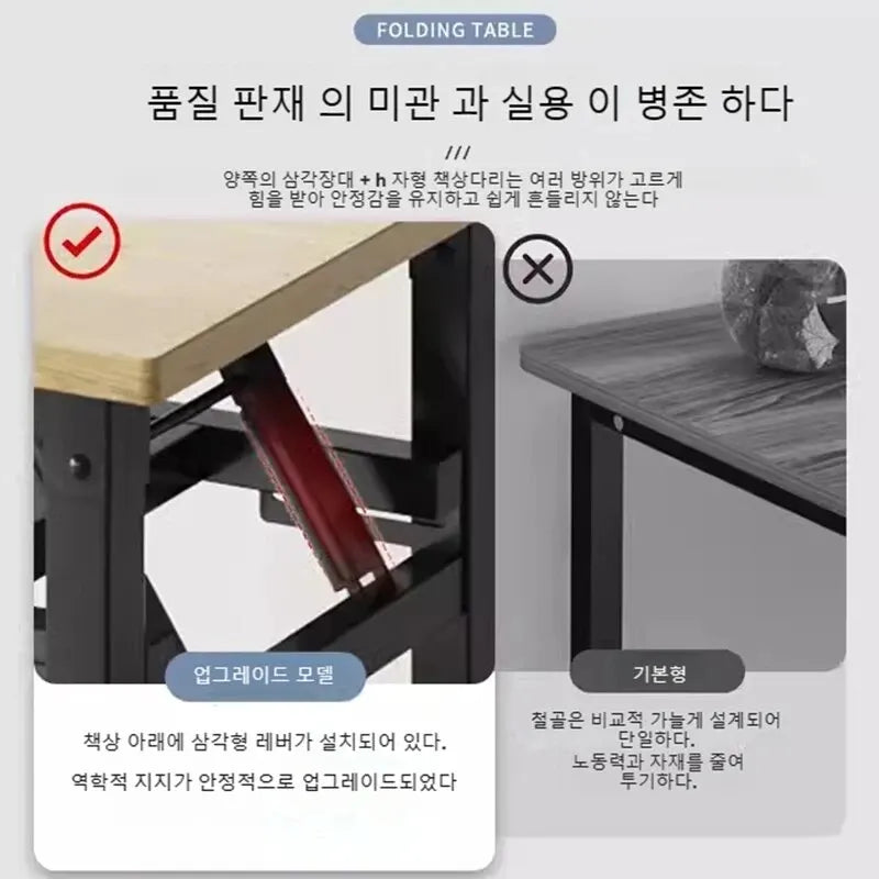 Simple Folding Desk, Desk, Home Dining Table, Rectangular Office Desk, Computer Desk, Student Learning Desk, Training Desk