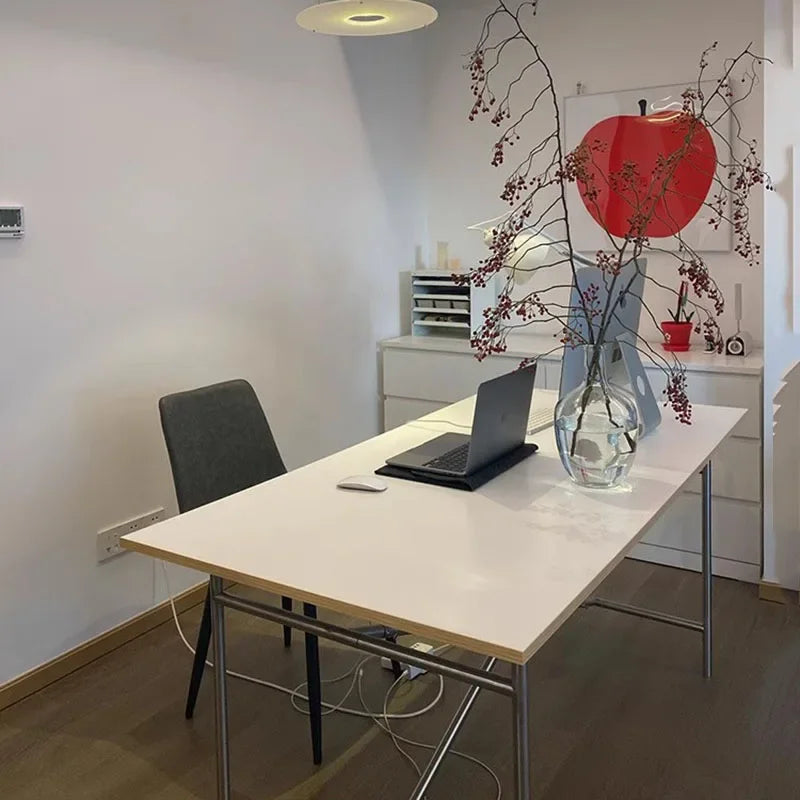 Office Table Simple Stainless Steel Square Standing Desk Modern Conference Lifting Computer White Desk Table Office Furniture