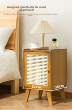 Solid wood bedside table Small apartment sofa side cabinet Rattan edge few storage locker corner few small cabinets