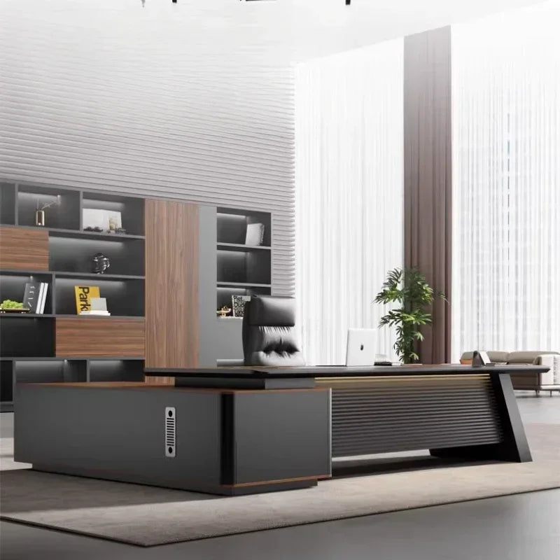 Shelves Modern Office Desk Executive Corner Luxury Vanity Work Office Desk Minimalist Conference Storage Wooden Bureau Furniture