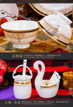 Luxury Ceramic Modern Dinnerware Set Microwaveable Gold Elegant European Style Wedding Dinnerware Party Hotel Vaisselle Gift