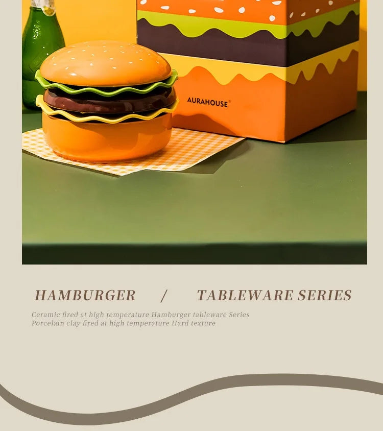 Stackable Burger Plate Bowl Set Modern Hamburger Ceramic Dinnerware Set Tableware For Housewarming Home Wedding Restaurant Party