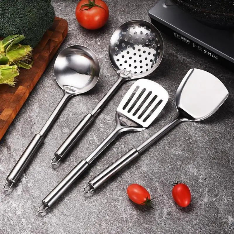 Stainless Steel Kitchen Cookware Set - Cooking Utensils Shovel Soup Spoon Turner Dinnerware - Kitchen Gadgets for Cooking