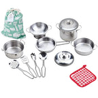 Kids Toy Pots and Pans Toys - Kitchen Play Set Pretend Cookware Mini Stainless Steel Cooking Utensils Development Toys