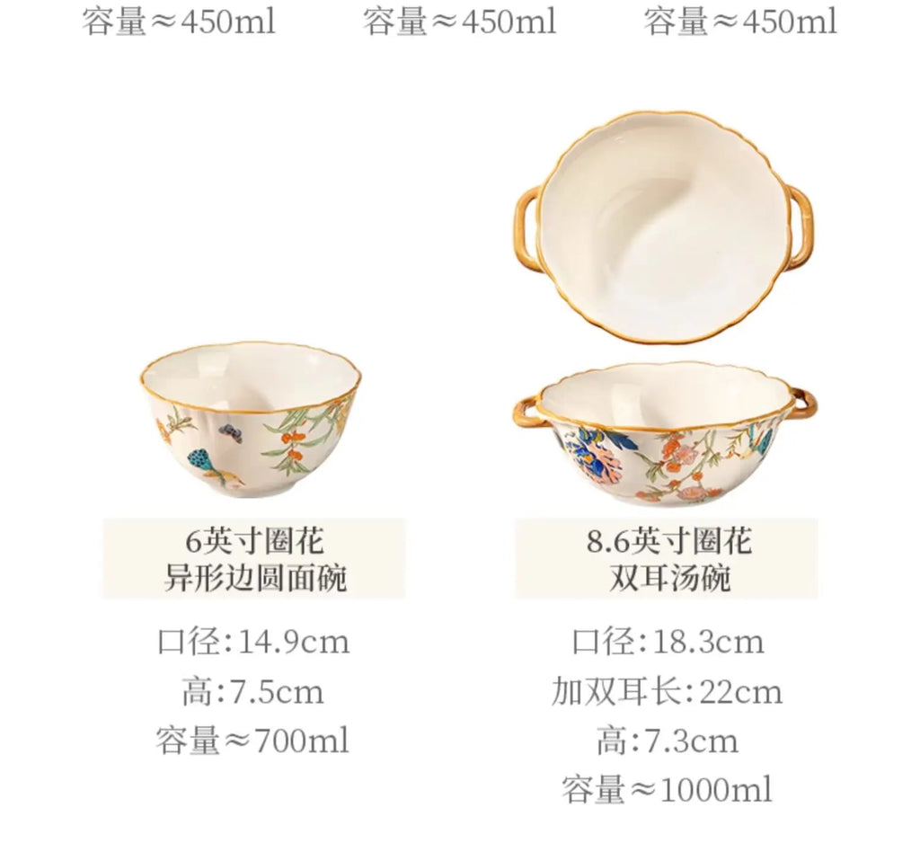 Fine China Kitchen Dinner Set Guests Gift Women Party Plates Dinnerware Sets Ceramic Breakfast Juego De Vajilla Completa Dishes