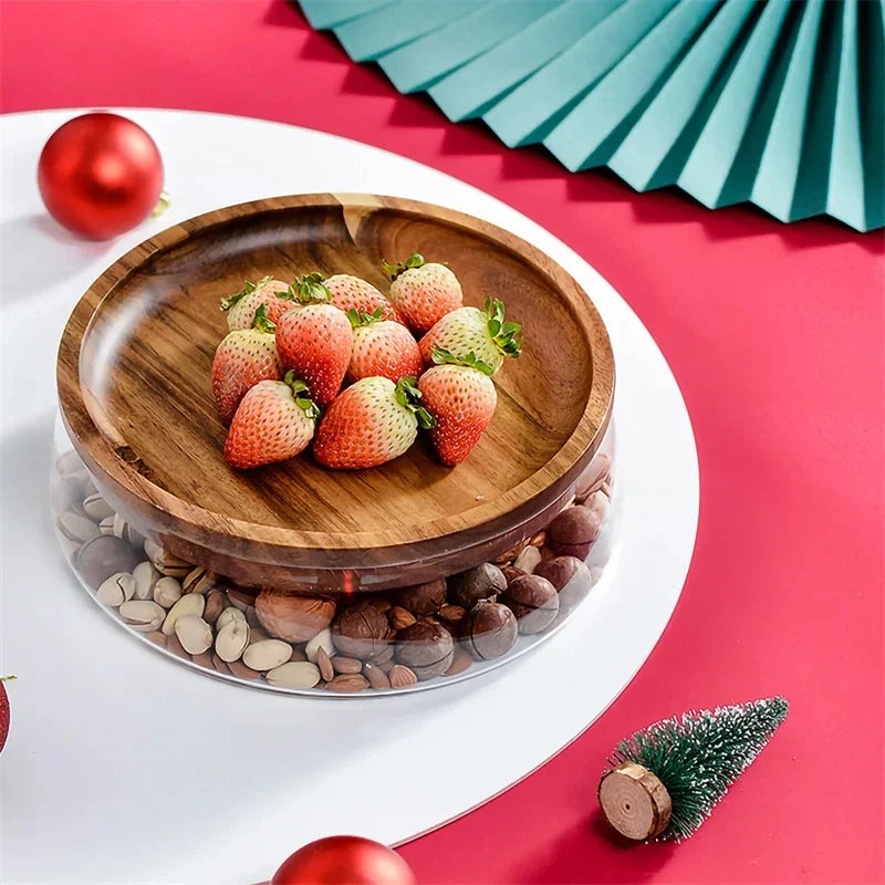 Creative Glass Food Storage Containers with Wooden Lid Kitchen Snack Fruit Candy Nut Sundries Storage Organizer for Kitchen