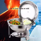 2 Pack 5QT Chafing Dish Buffet Set Stainless Steel Chafer with 2 Full Size Pans Round Catering Warmer Server Lid Water Pan